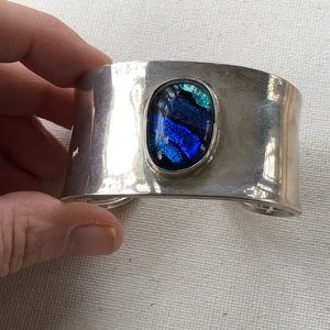 Diachronic glass and sterling cuff